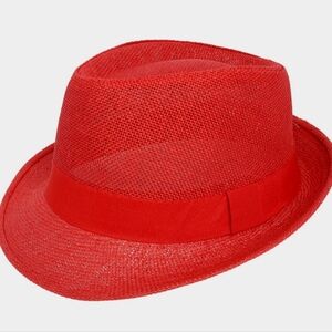Stylish Red Fedora Hat